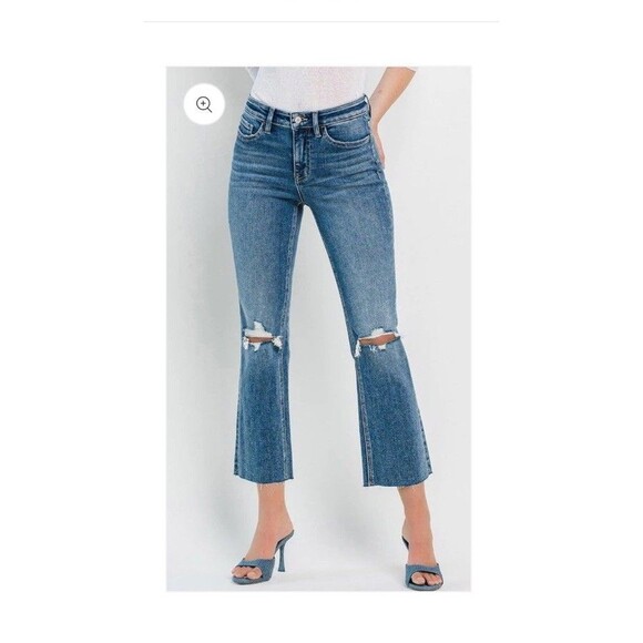 Vervet Feasibly High Rise Crop Flare Jeans Women's Size 28 Med Wash Style T6206 - Picture 1 of 13
